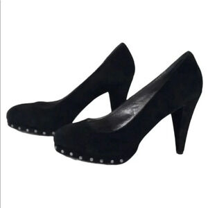 Mojo Moxy 8M black suede studded 4" heels